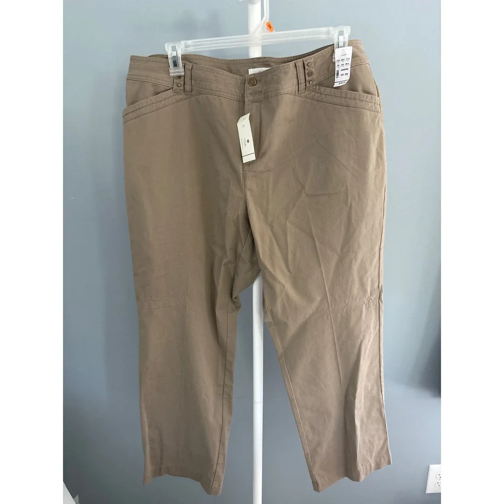 CJ Banks Secretly Slender Mid Rise Straight Leg Khaki Pants Womens 20 New